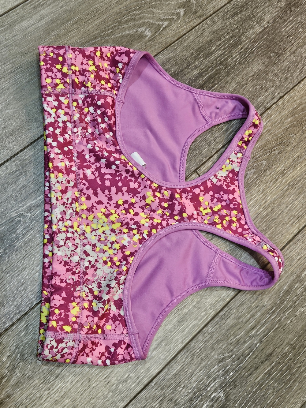 Nike Pink Multicolor Splatter Racerback Sports Bra Size Large - Picture 7 of 7
